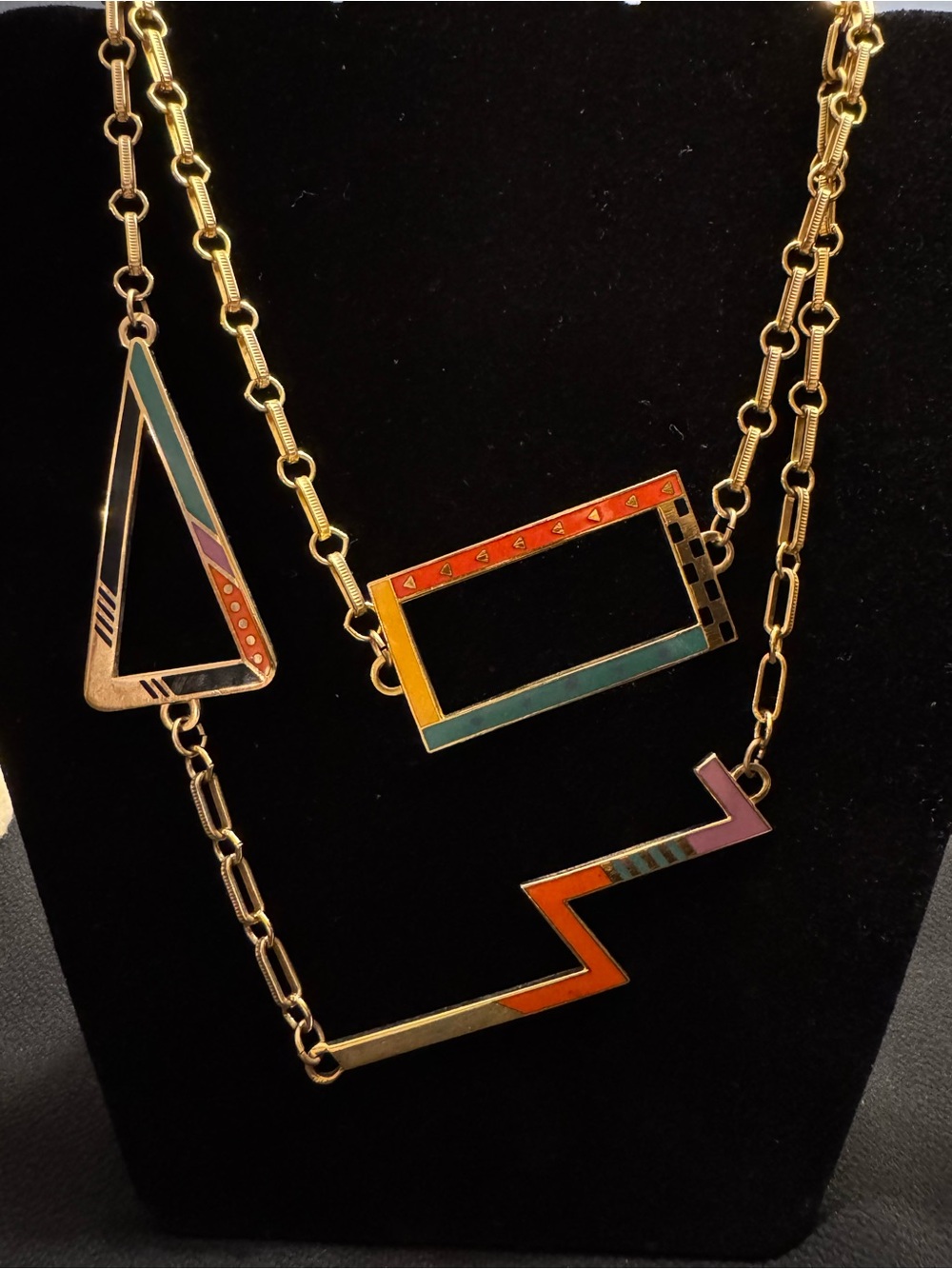 Laurel Burch Aarin Zi Lightning Enamel Necklace 37”